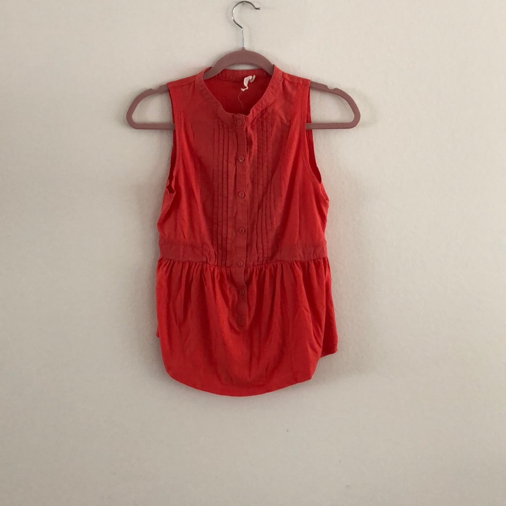 Anthropologie by LA Made coral tank with buttons